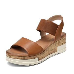 Dream Pairs NWOT Women's Camel Brown Ankle Strap Platform Sandals Size 6.5